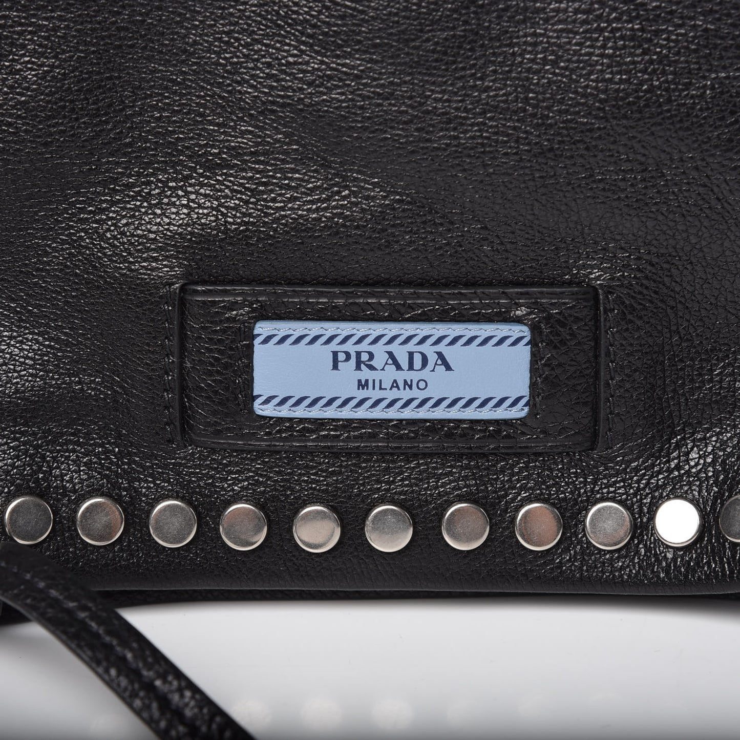 Glace Calfskin Studded Etiquette Flap Black