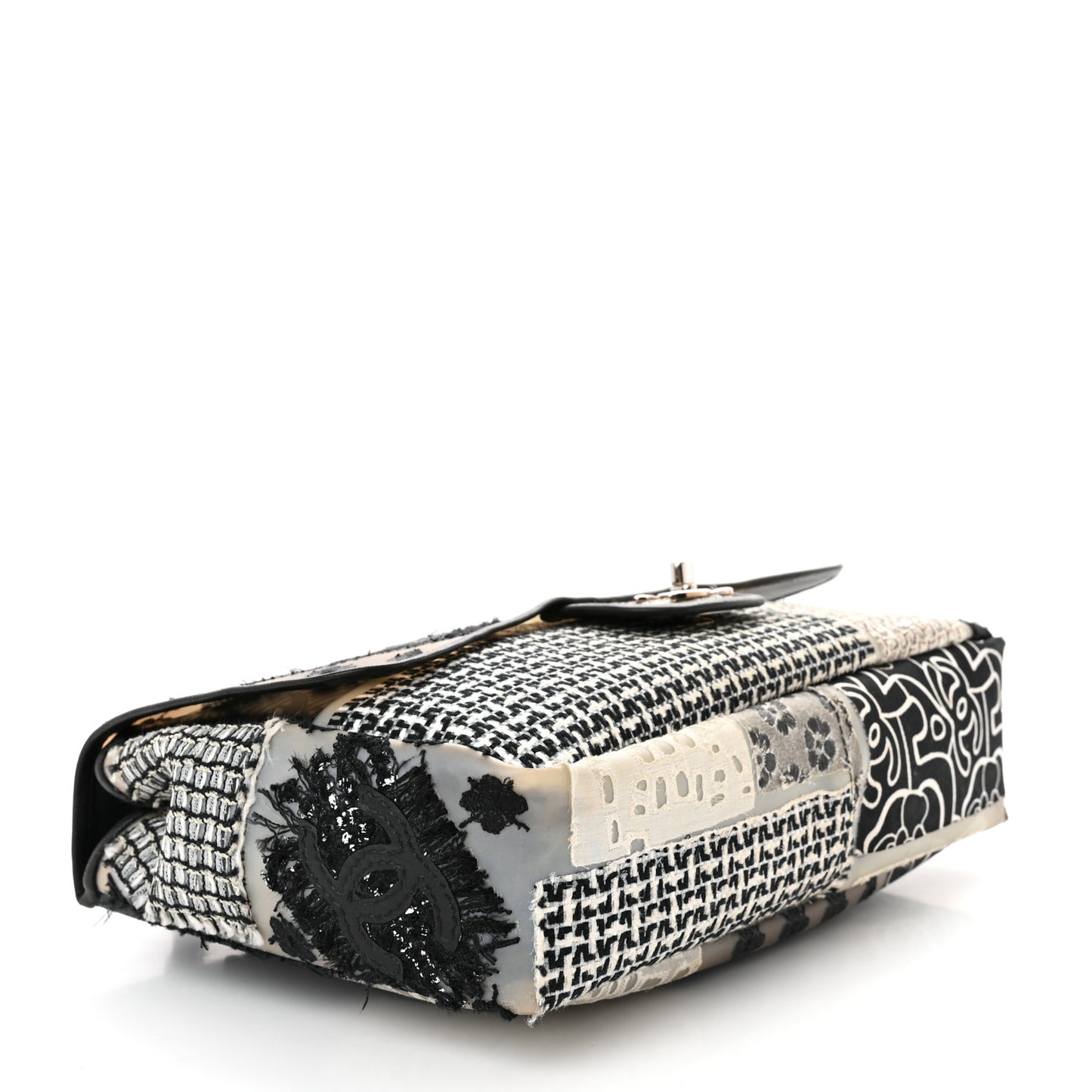 PVC Tweed Patchwork Jumbo Single Flap Black