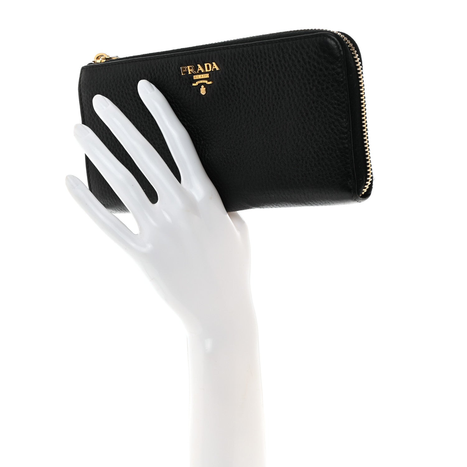 Prada Vitello Move Half Zip Wallet Black 2 of 8