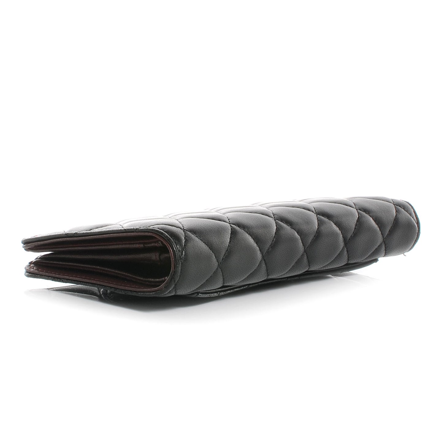 Lambskin Quilted Yen Wallet Black
