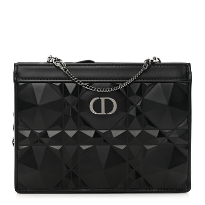 Christian Dior Calfskin Macrocannage Diamond Caro Zipped Pouch With Chain Black 1 of 9