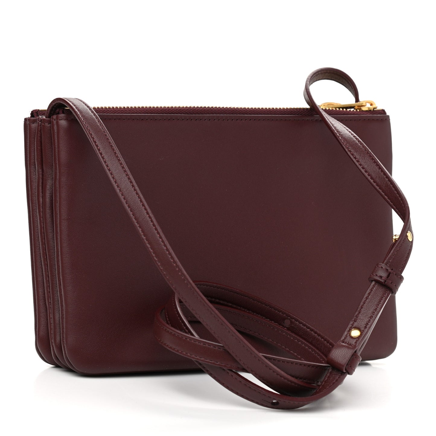 Smooth Lambskin Small Trio Crossbody Bag Burgundy