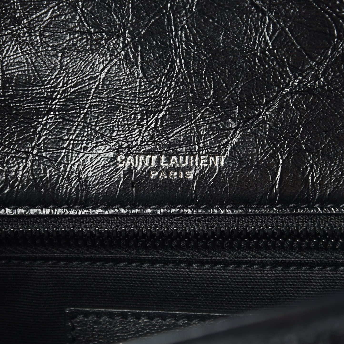 Crinkled Calfskin Matelasse Monogram Medium Niki Chain Satchel Black