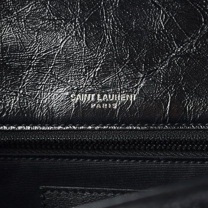 Saint Laurent Crinkled Calfskin Matelasse Monogram Medium Niki Chain Satchel Black 8 of 11