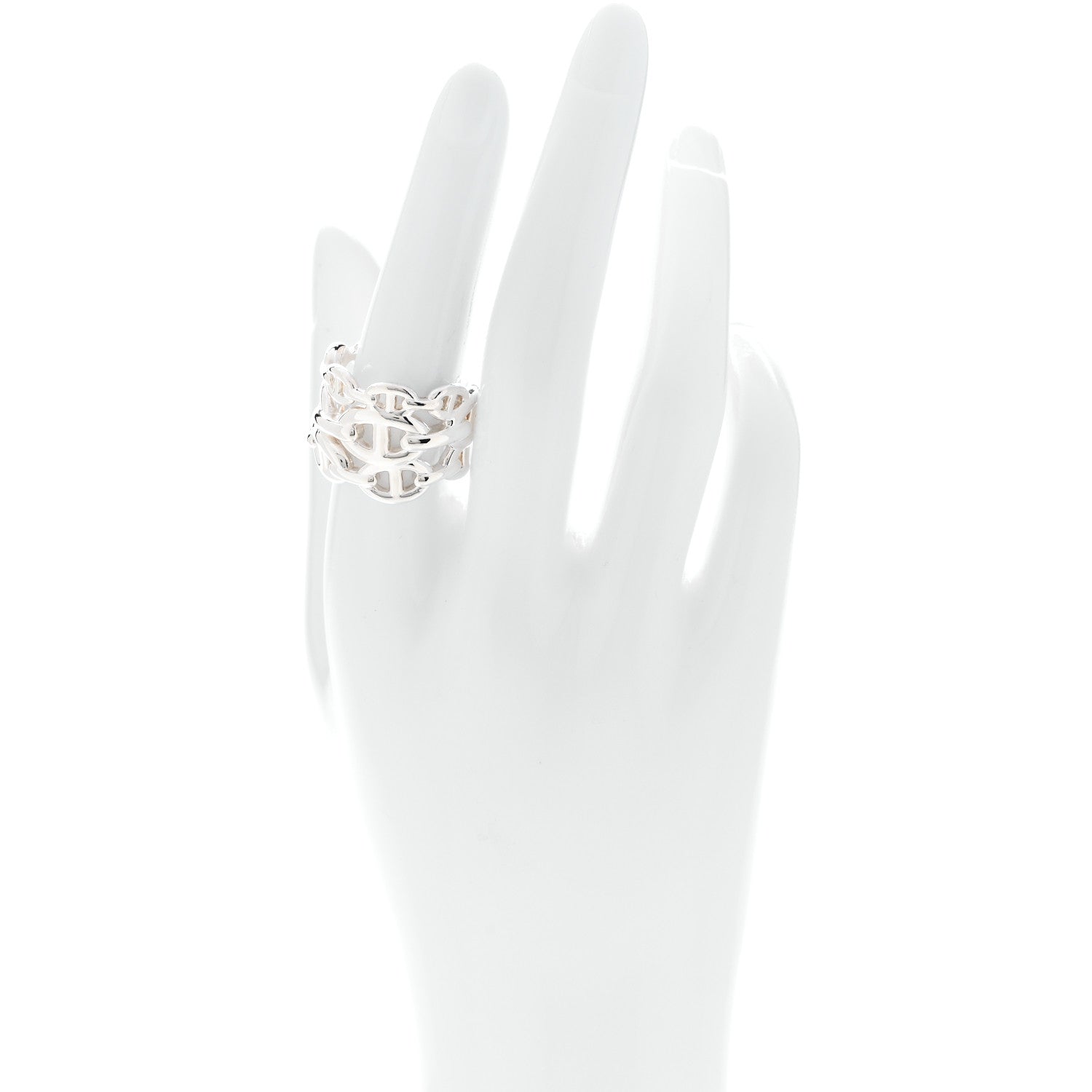 Hermes Sterling Silver GM Chaine d'ncre Enchainee Band Ring 56 7.75 2 of 6