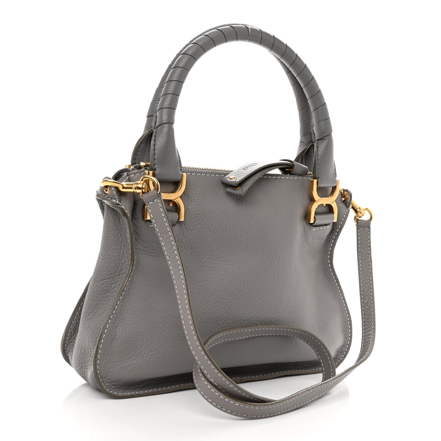 Calfskin Small Marcie Satchel Cashmere Grey