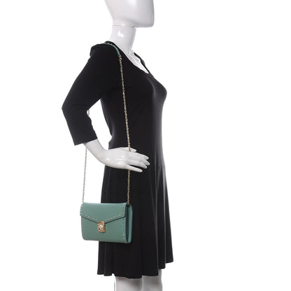 MCM Calfskin Studded Large Crossbody Wallet Mint 2 of 8