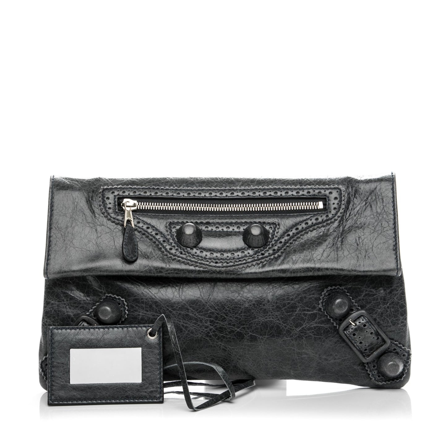 Agneau Giant Brogues Hardware Envelope Clutch Anthracite