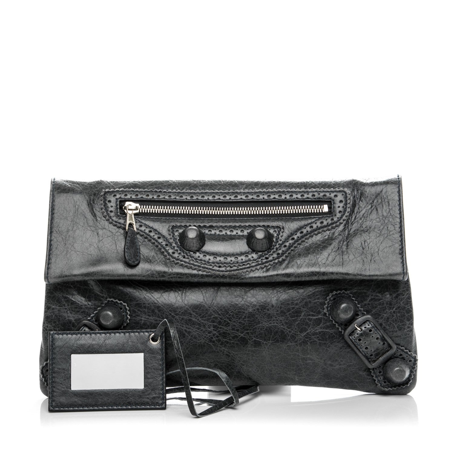 Balenciaga Agneau Giant Brogues Hardware Envelope Clutch Anthracite 1 of 7