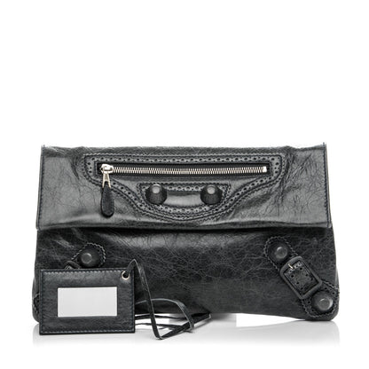 Balenciaga Agneau Giant Brogues Hardware Envelope Clutch Anthracite 1 of 7