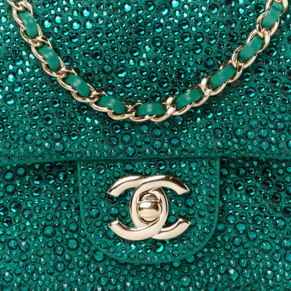 Chanel Lambskin Crystal Diamante Small Flap Green 9 of 12