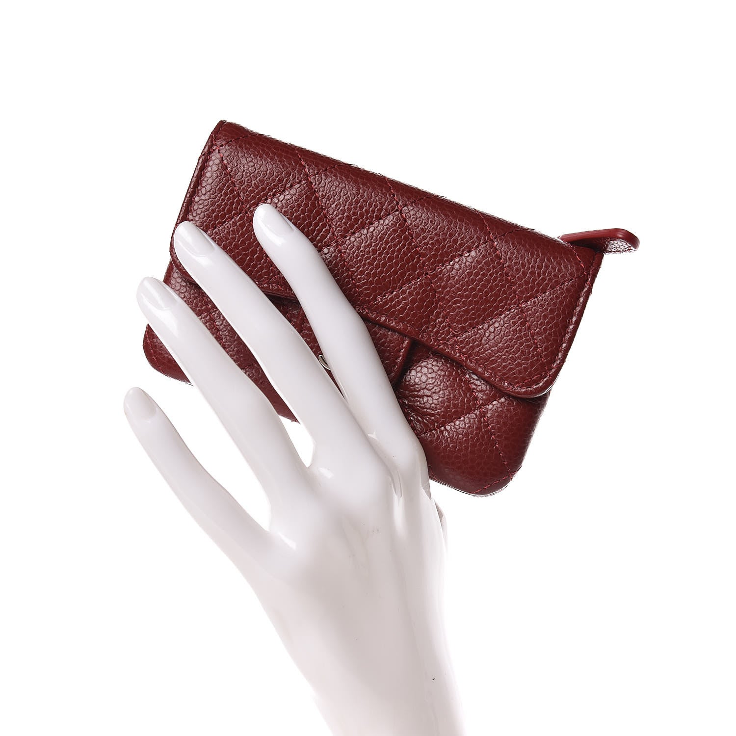 Chanel Caviar Quilted Flap Zip Card Holder Dark Red 2 of 11