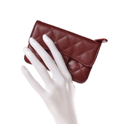 Chanel Caviar Quilted Flap Zip Card Holder Dark Red 2 of 11
