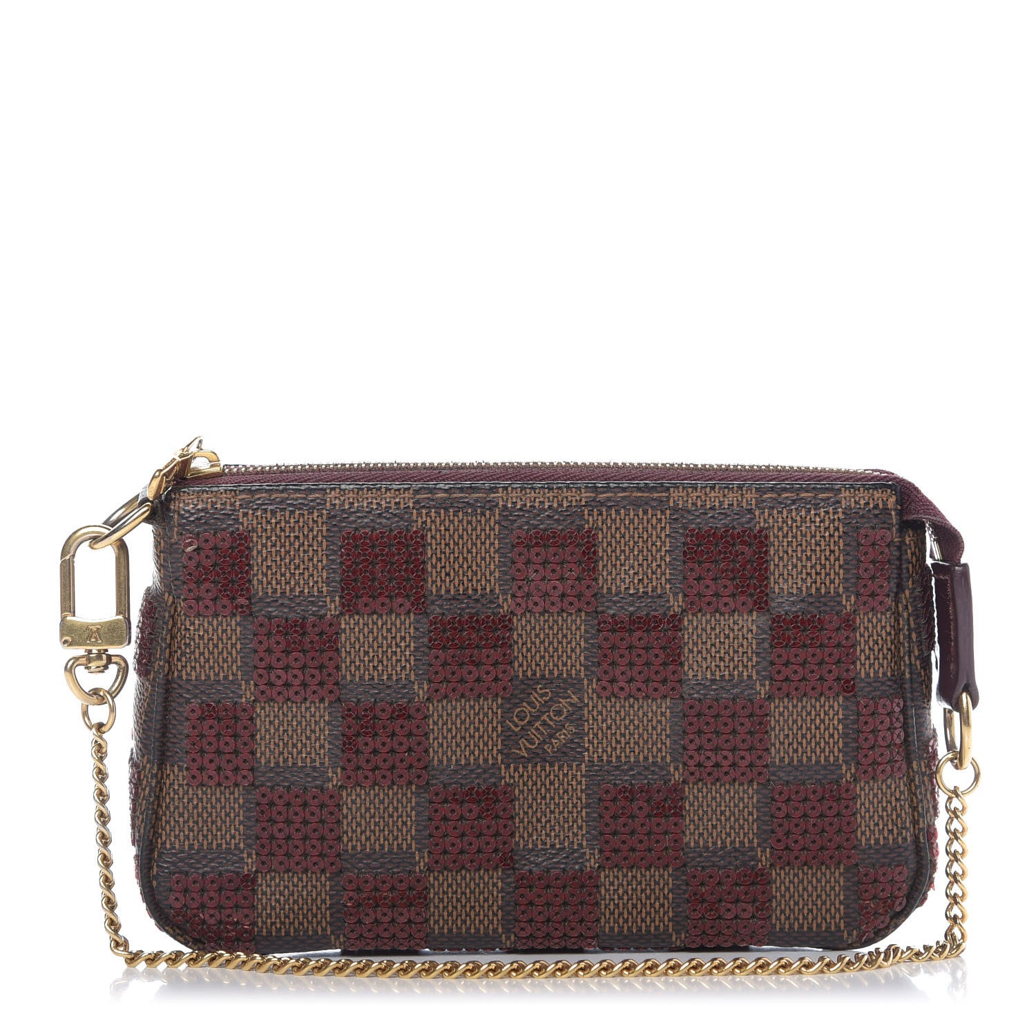 Louis Vuitton Damier Paillettes Mini Pochette Accessories Red 1 of 11