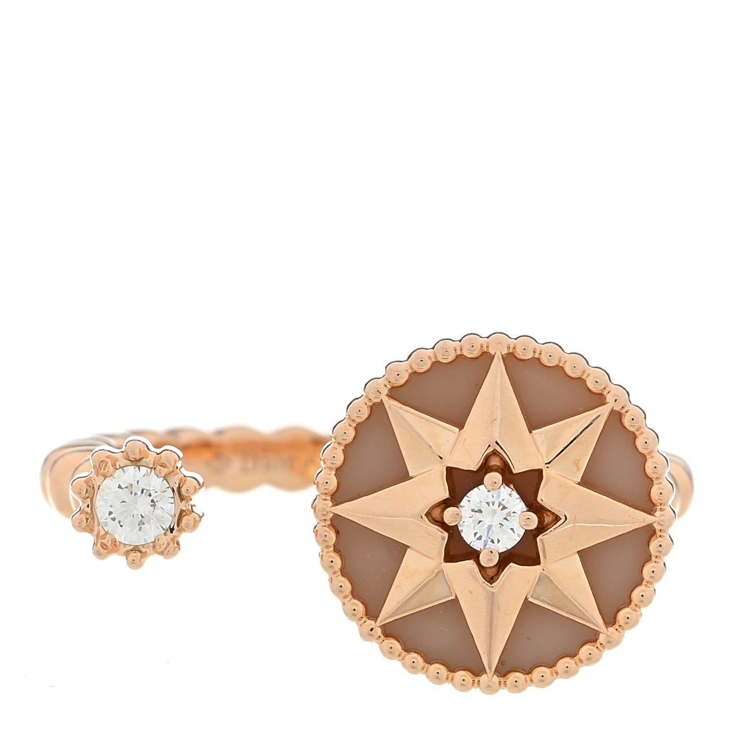 18K Rose Gold Diamond Pink Opal Rose Des Vents Ring 53 6.5
