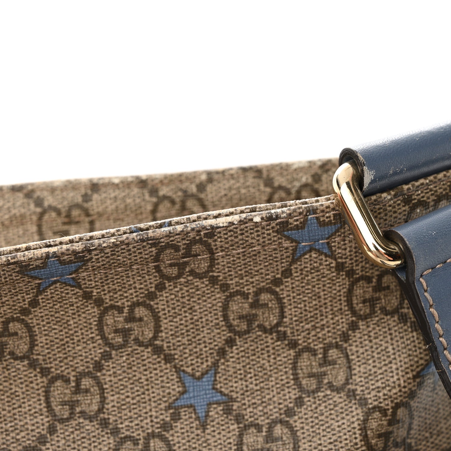 Gucci Monogram GG Supreme Stars Small Flat Messenger Bag Light Blue 16 of 17