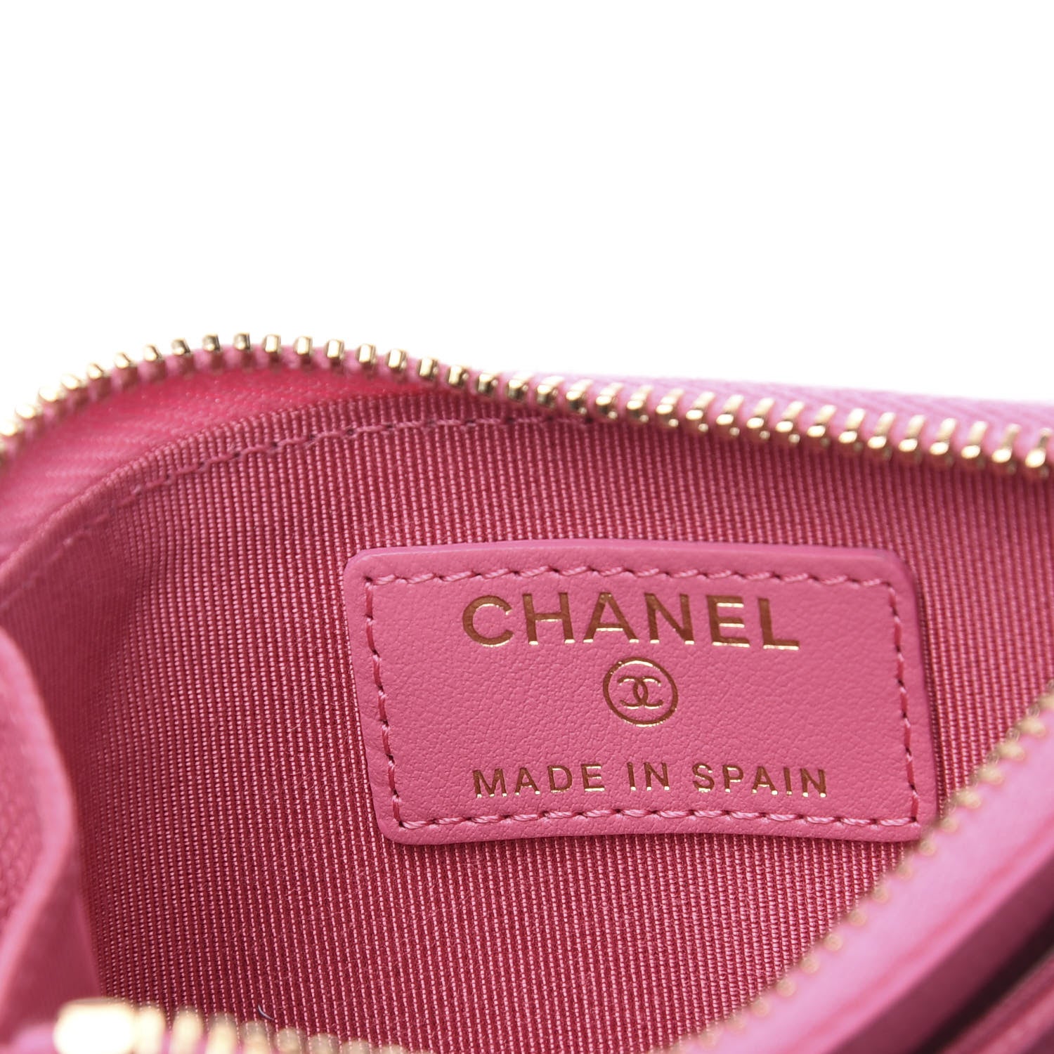 Chanel Caviar Quilted CC Zip Card Holder Pink 5 of 6