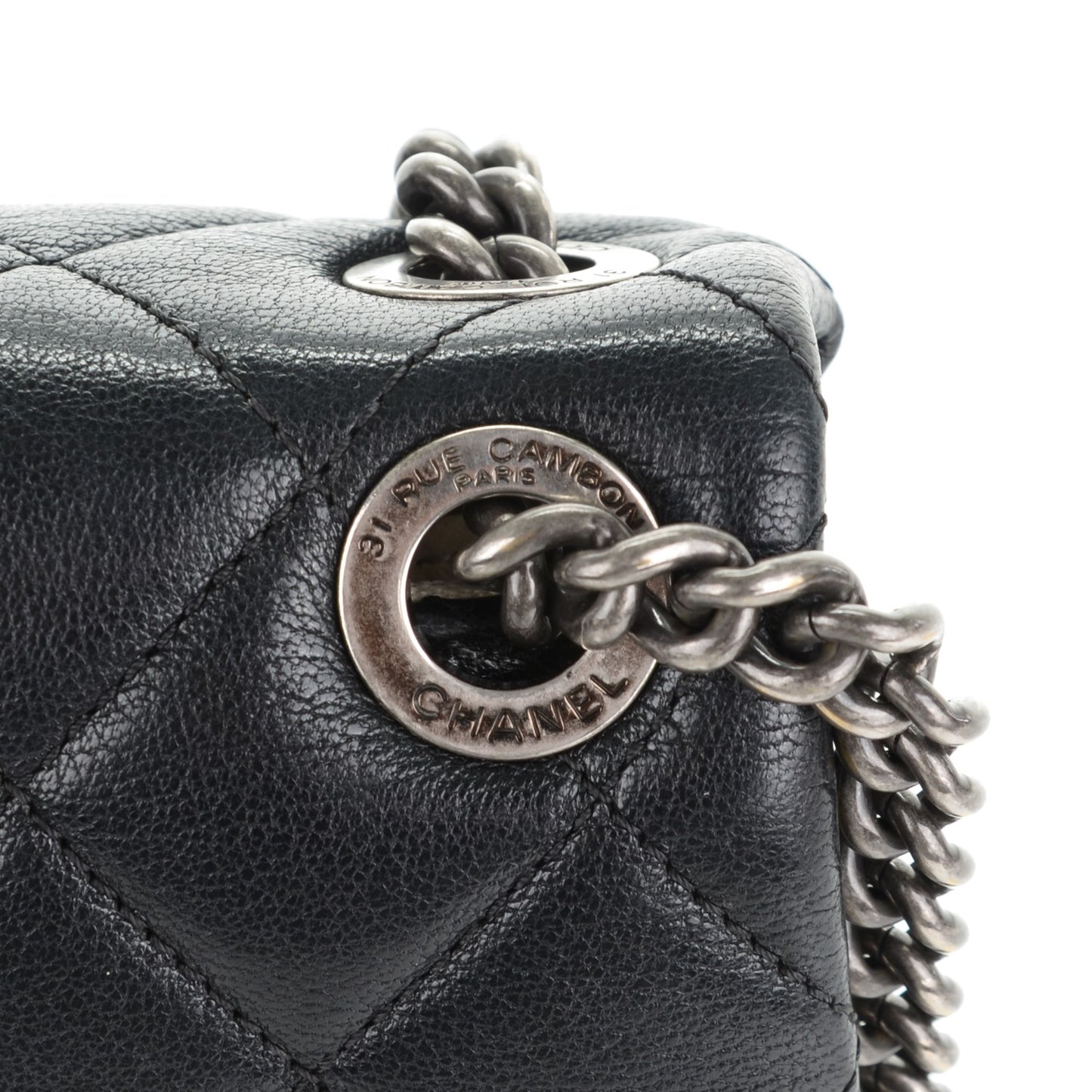 Goatskin Quilted Flap Black