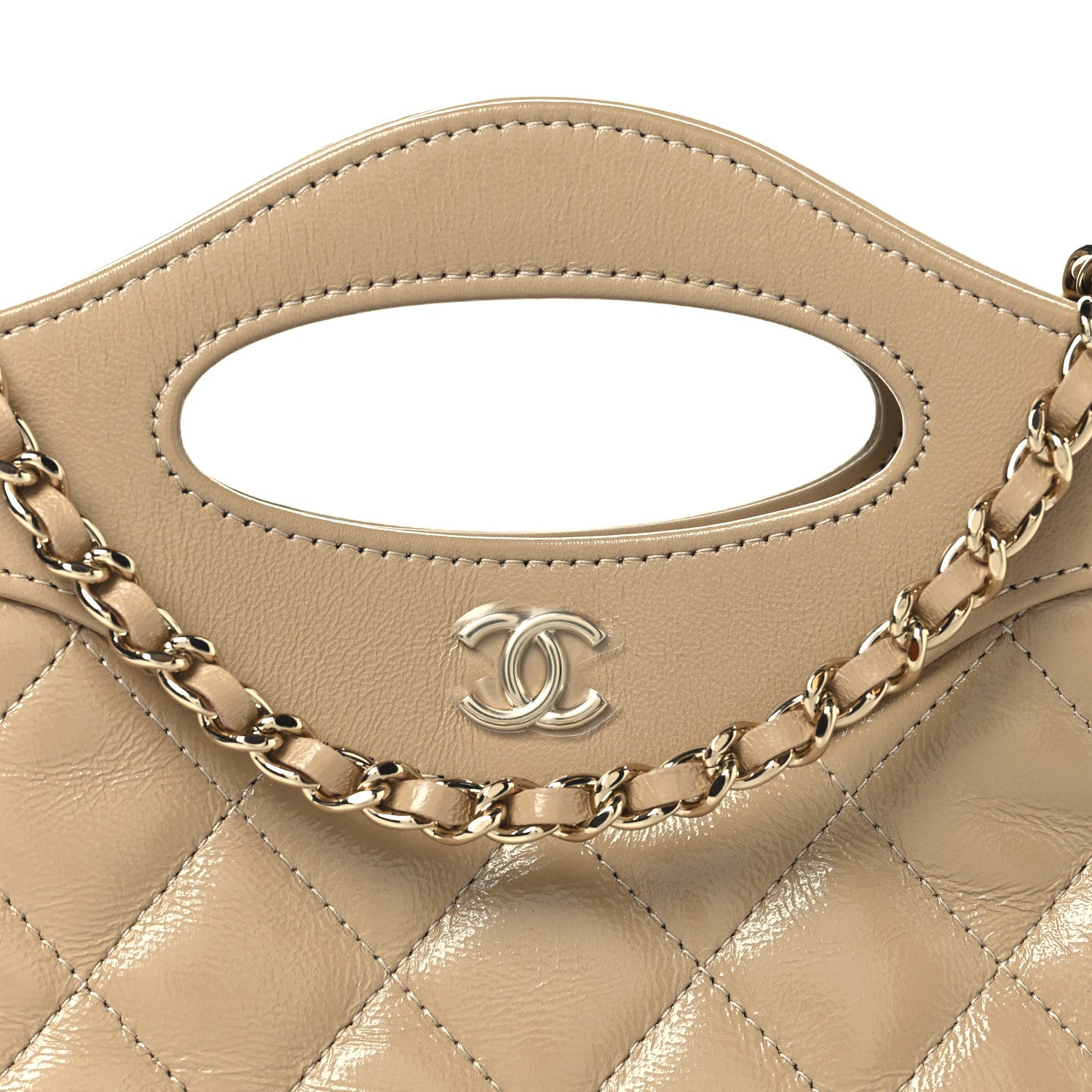 Chanel Quilted Nano 31 Shopping Bag Gold Beige 8 of 10
