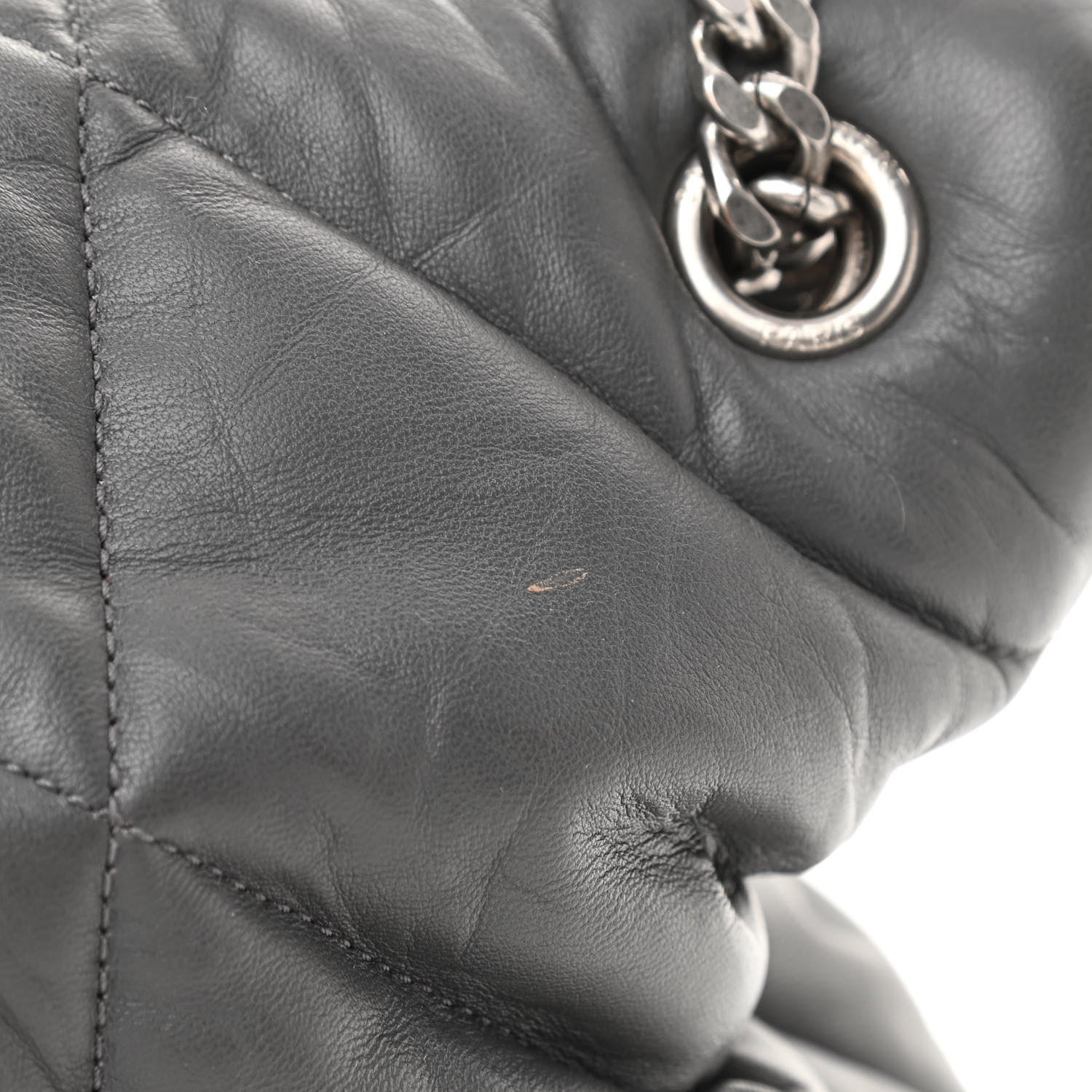 Saint Laurent Calfskin Quilted Medium Loulou Puffer Monogram Chain Satchel Storm 12 of 12