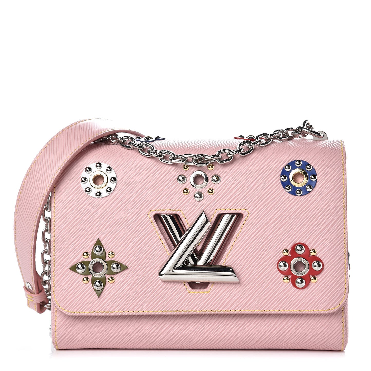 Epi Mechanical Flowers Twist Shoulder Bag MM Rose Ballerine
