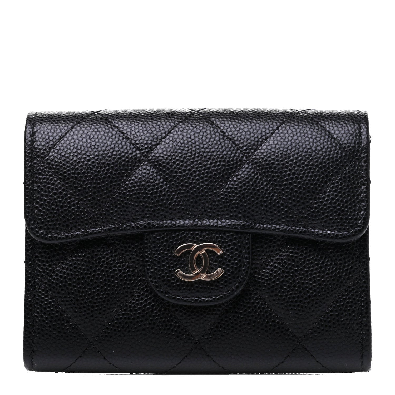 Chanel Caviar Quilted Flap Card Holder Wallet Black 1 of 9