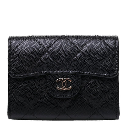 Chanel Caviar Quilted Flap Card Holder Wallet Black 1 of 9