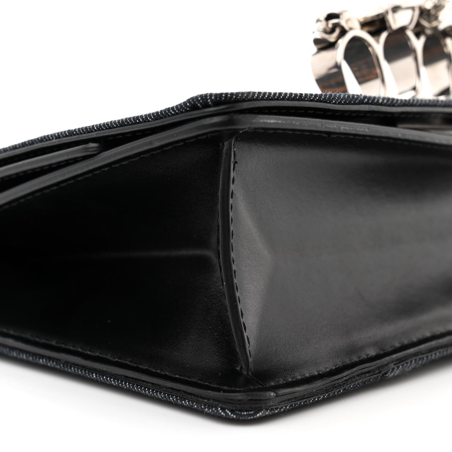 Alexander McQueen ALEXANDER MCQUEEN Denim Calfskin Small Slash Bag Blue Black 8 of 15