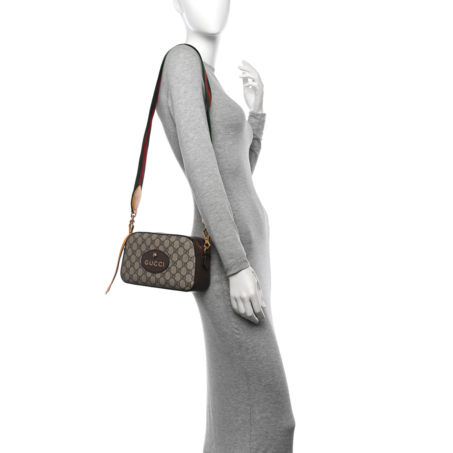 Gucci GG Supreme Monogram Web Neo Vintage Shoulder Bag Beige New Acero Crop 2 of 15