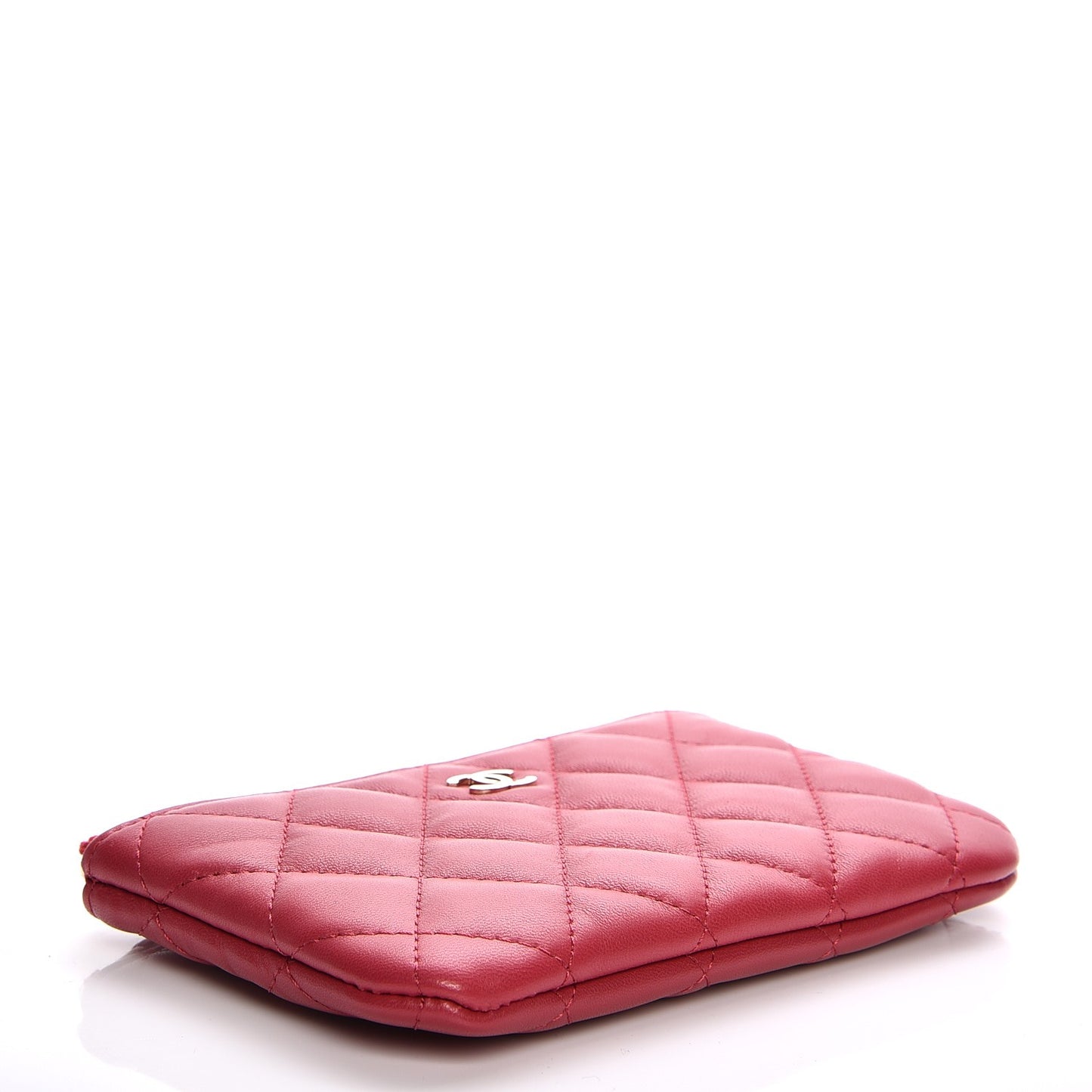 Lambskin Quilted Small Cosmetic Case Dark Pink