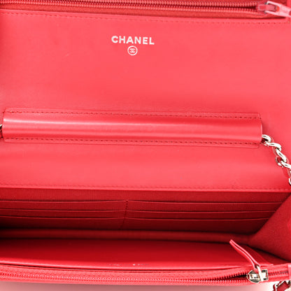 Chanel Patent Calfskin Quilted Boy Wallet On Chain WOC Red 4 of 11