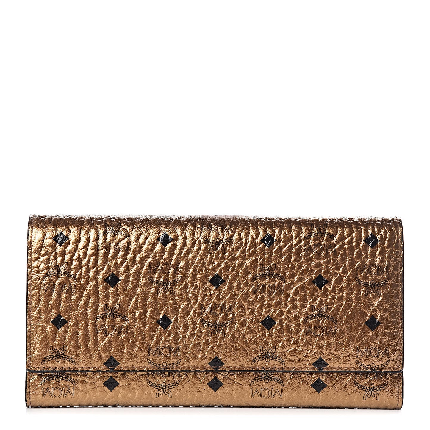 Metallic Visetos Continental Flap Wallet Gold