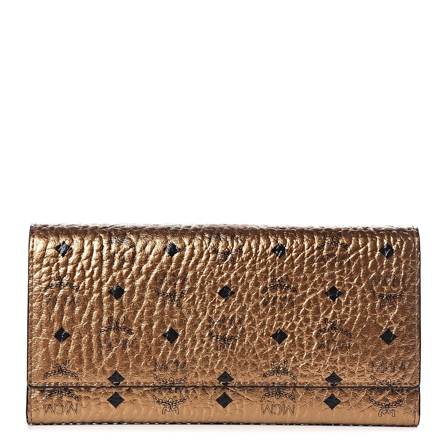 MCM Metallic Visetos Continental Flap Wallet Gold 1 of 6