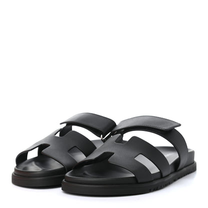 Hermes Calfskin Womens Chypre Sandals 39 Black 3 of 8