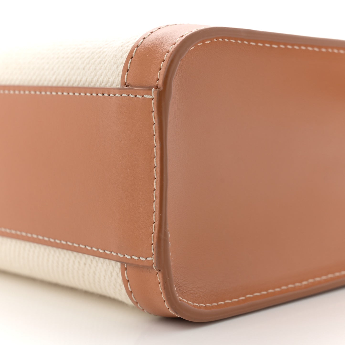 Canvas Calfskin Logo Print Small Vertical Cabas Natural Tan