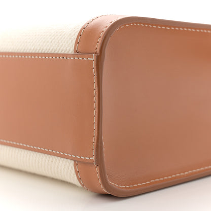Celine Canvas Calfskin Logo Print Small Vertical Cabas Natural Tan 10 of 11