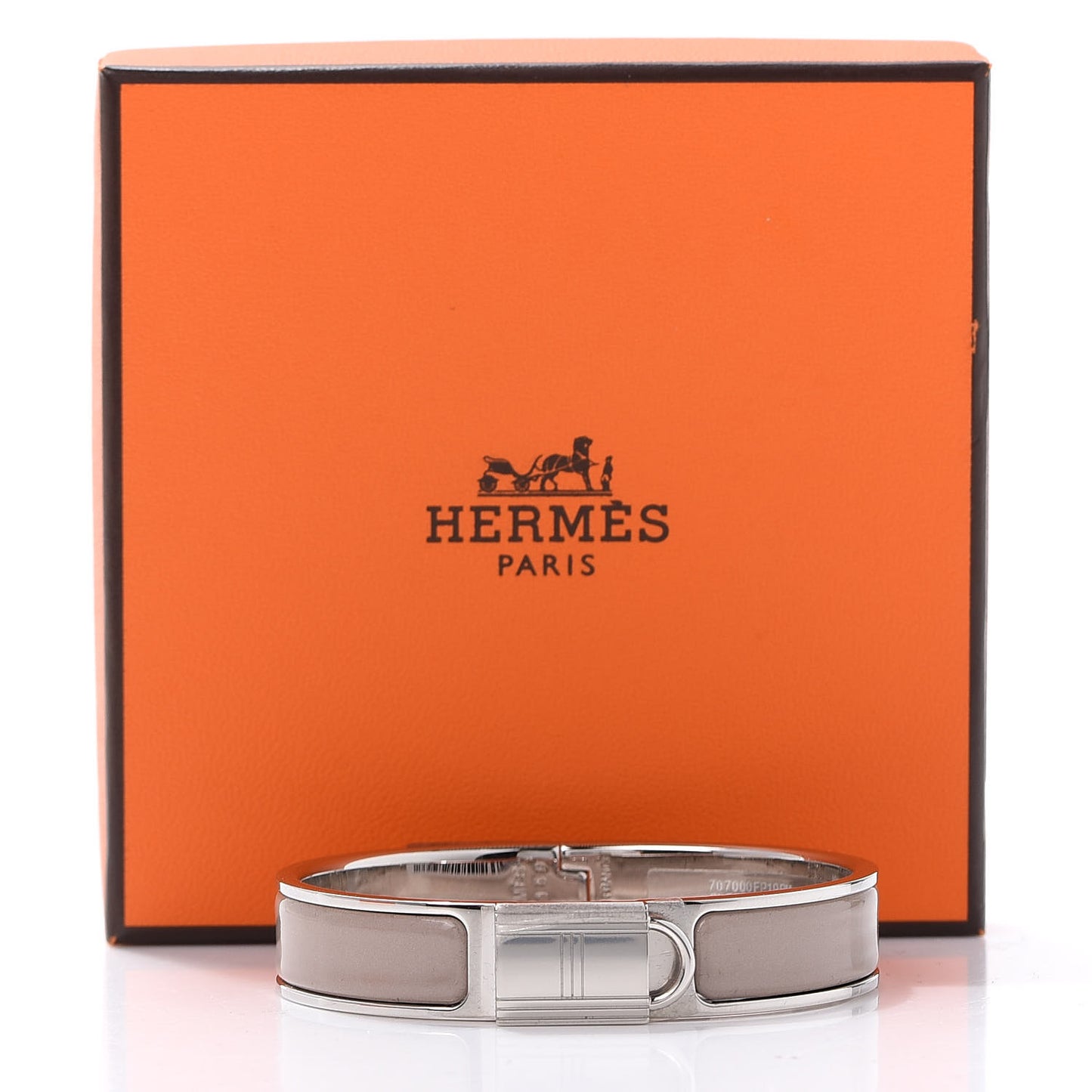 Enamel Narrow Clic Cadenas Bracelet PM Marron Glace