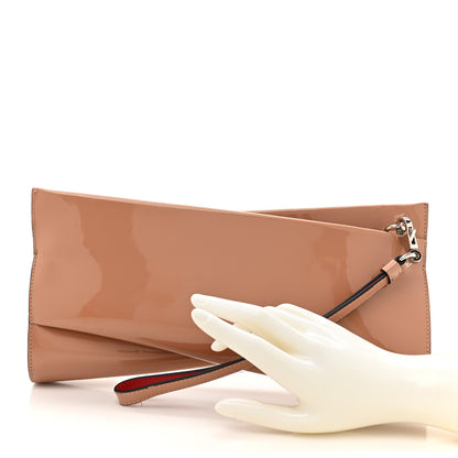 Christian Louboutin Patent Loubi Twist Zip Clutch Bag Nude 2 of 10