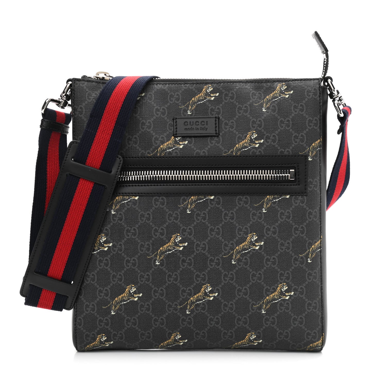 GG Supreme Monogram Tigers Web Messenger Bag Black Multicolor