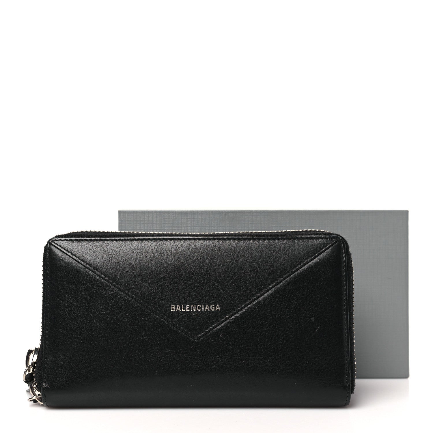 Balenciaga Calfskin Papier Zip Around Wallet Black 11 of 11