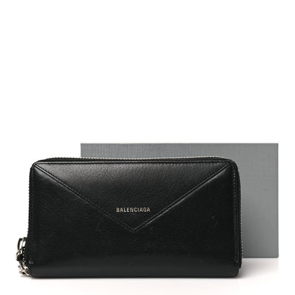 Balenciaga Calfskin Papier Zip Around Wallet Black 11 of 11