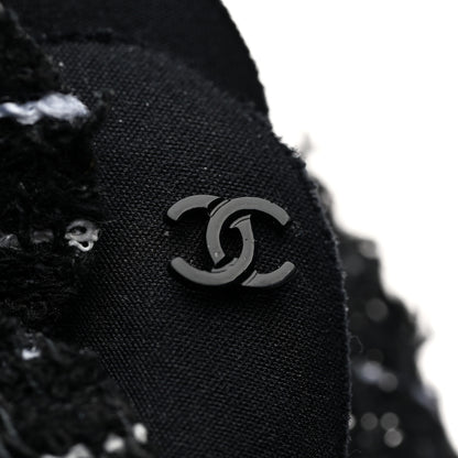 Chanel Tweed Camellia Pin Brooch Black 3 of 3