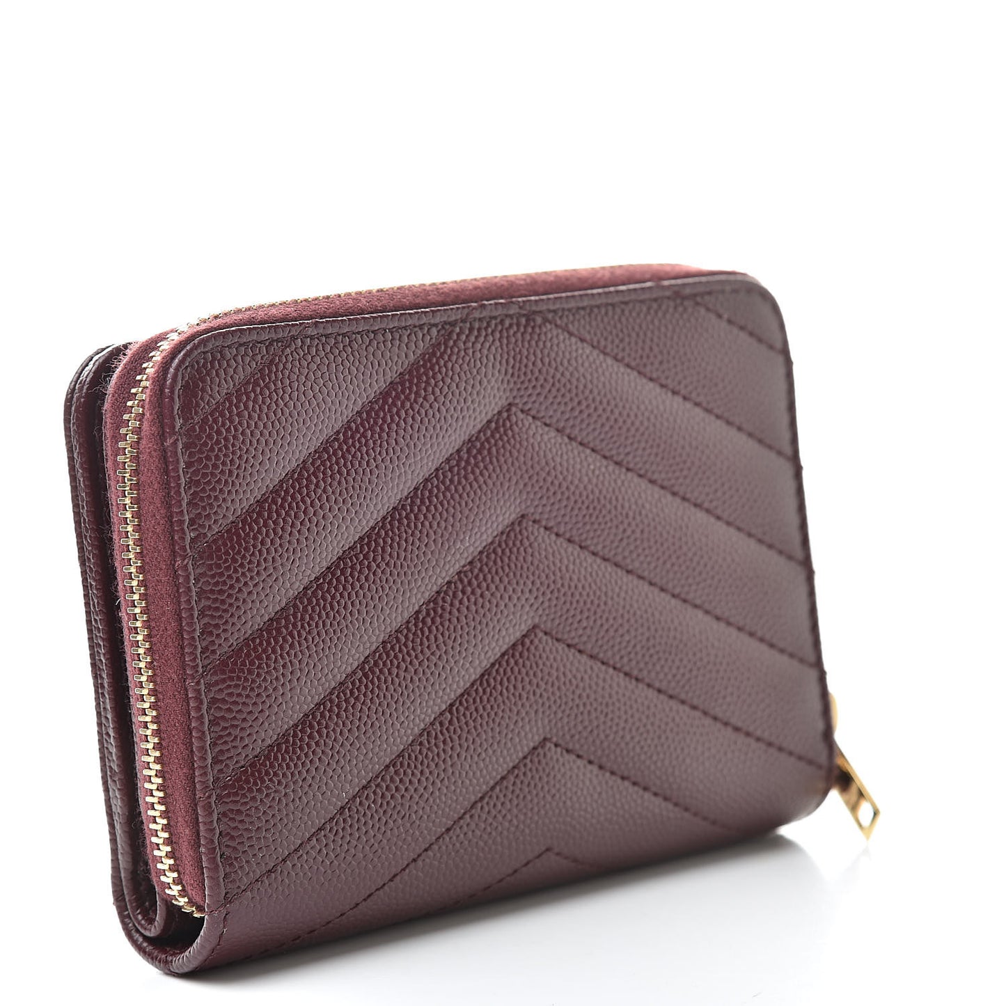Grain De Poudre Matelasse Chevron Monogram Compact Zip Around Wallet Rouge Legion