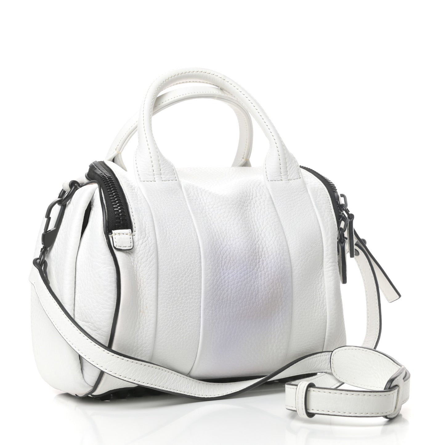 Pebbled Calfskin Rockie White Matte Black Hardware