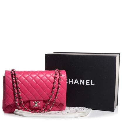 Chanel Lambskin Maxi Double Flap Dark Pink 4 of 8