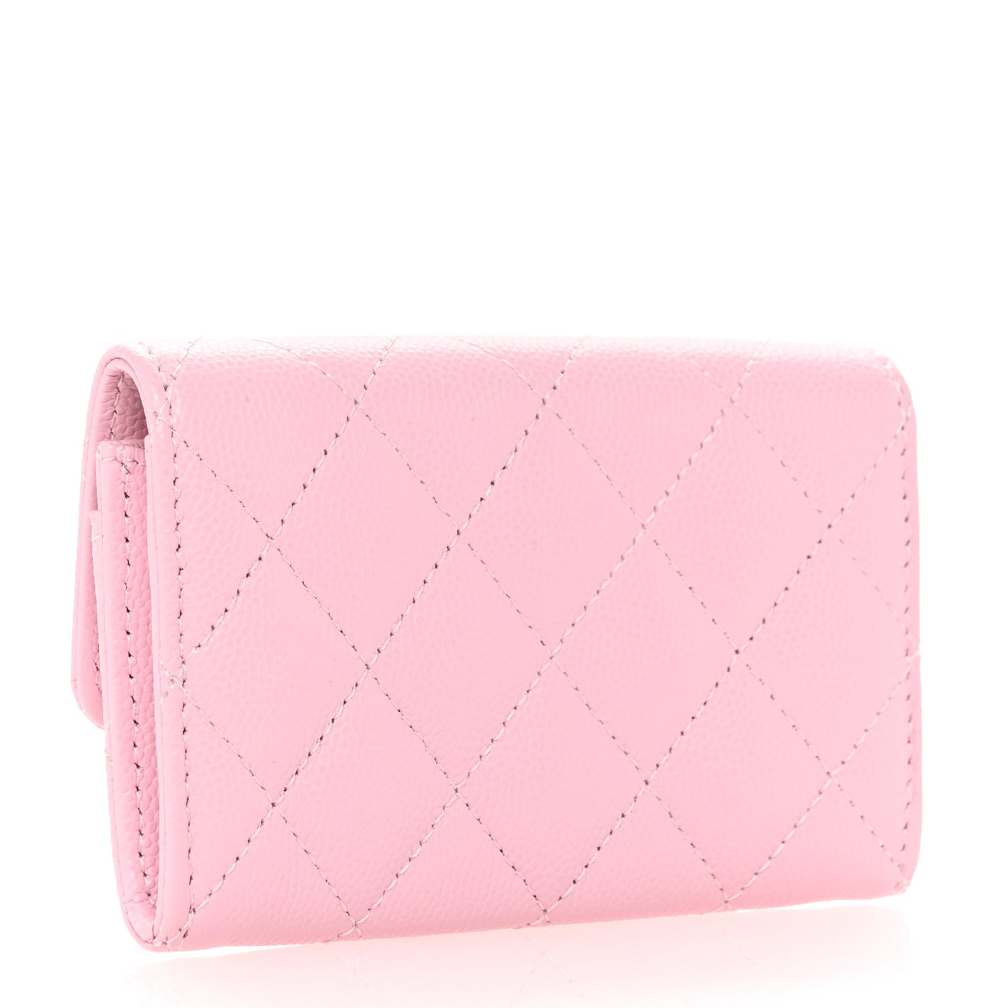 Caviar Quilted CC Flap Card Holder Pink