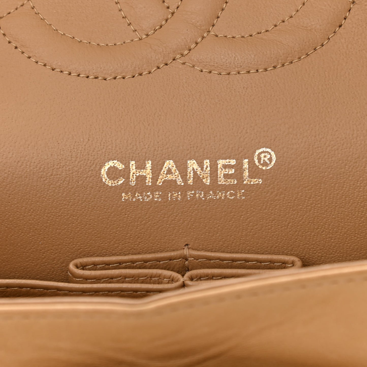 Lambskin Quilted Medium Double Flap Beige