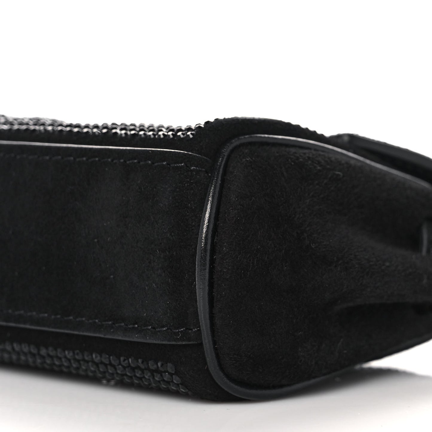 Suede Crystal Studded Micro La Medusa Bag Black