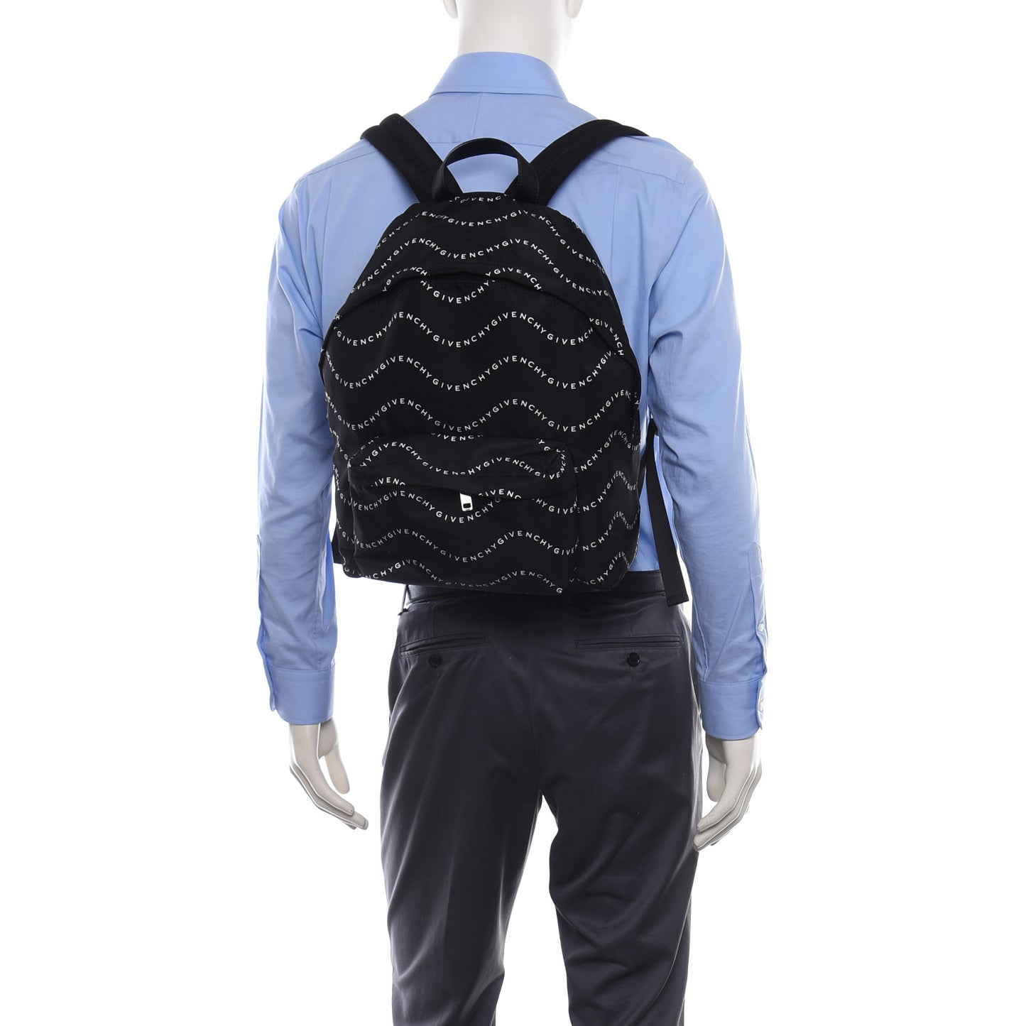 Nylon Waves Print Urban Backpack Black White