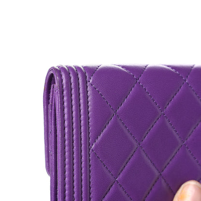 Chanel Lambskin Quilted Small Boy Flap Wallet Purple 11 of 14
